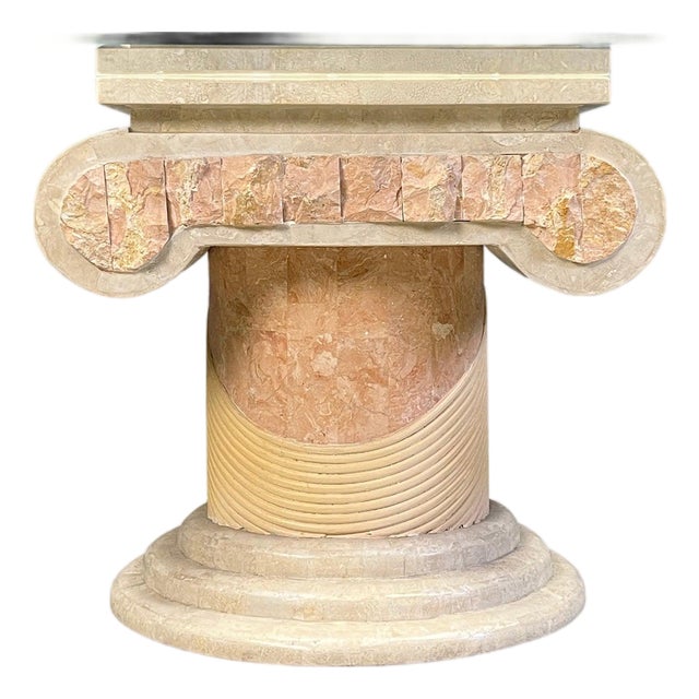 Tesselated Column Coffee Table with Glass by Maitland Smith, 1970s For Sale