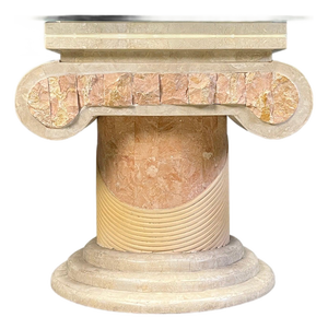 Tesselated Column Coffee Table with Glass by Maitland Smith, 1970s