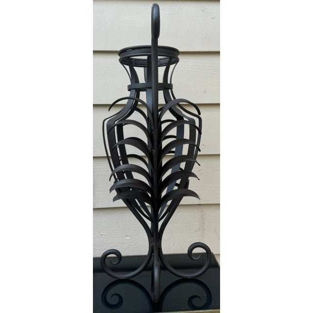 Vintage Greek Revival Urn Shaped Cast Metal Vase For Sale - Image 4 of 8