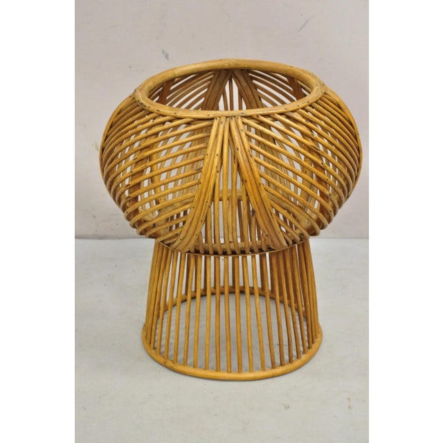 Vintage Mid Century Modern Woven Wicker Franco Albini Style Rattan Plant Stand For Sale - Image 10 of 11