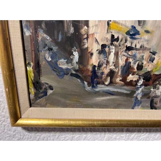 Original Oil Painting on Board, European Cityscape, Unsigned, Framed For Sale - Image 9 of 11