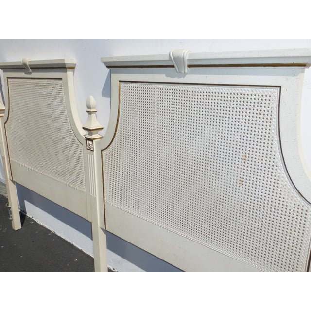 French Provincial White & Gold Cane Headboard Chairish