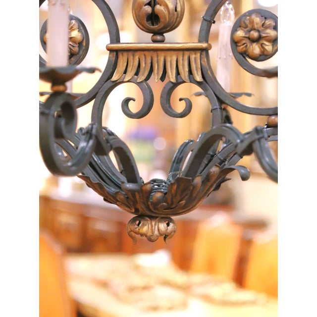 Early 20th Century French Louis XV Verdigris and Gilt Iron 8-Light Chandelier For Sale - Image 11 of 11