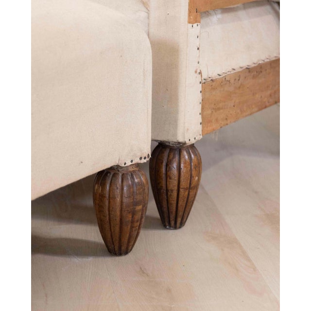 Mid 20th Century Pair of 20th Century Art Deco Club Chairs with Matching Stool, To Upholster For Sale - Image 5 of 10