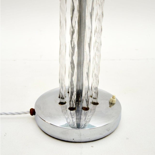 Large French Art Deco Chrome and Glass Table Lamp, 1930s For Sale - Image 6 of 7