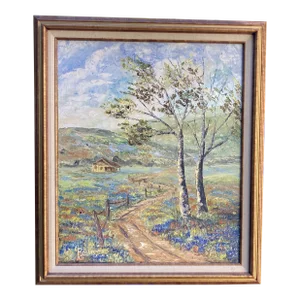 Late 20th Century Oil on Canvas Impressionist Landscape Signed Bourgeois