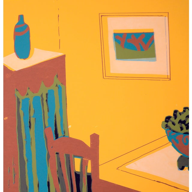 Yellow Dining Room Interior - Multi Layer Fauvist Screenprint on Archival Paper by Doris Warner For Sale - Image 4 of 7