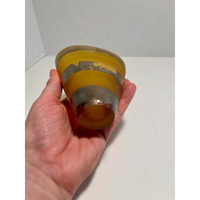 Modern 2003 Modern Adam Aaronson Studio Art Glass Frosted Gold Leaf Vase For Sale - Image 3 of 7