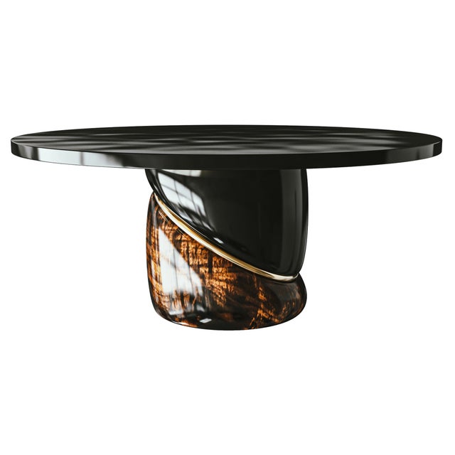 "Sparrow" Round Table with Stainless Steel, Bronze Details, Handmade Bizimyer Furniture. Unmatched. Unrivalled. Designed...