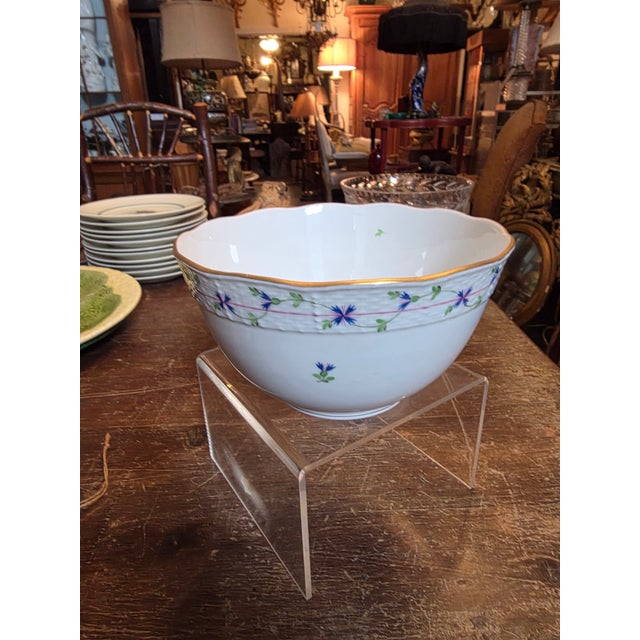 White Herend Blue Garland Bowl For Sale - Image 8 of 8