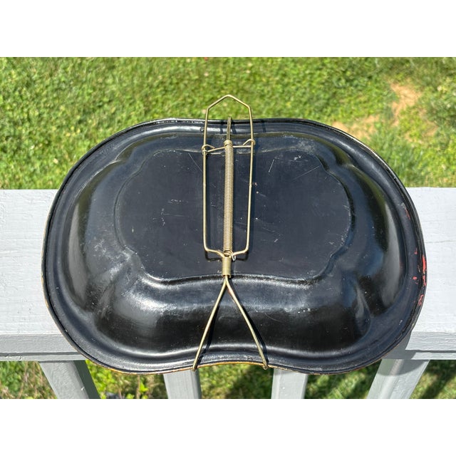 English 19th C. Red + Gilt and Green Toleware Serving Bowl - Paint Decorated - 12.75" For Sale - Image 3 of 12