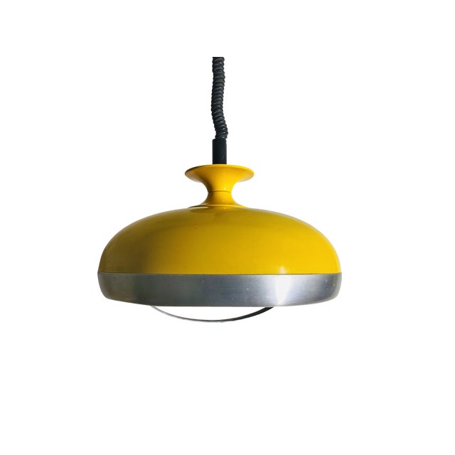 Vintage Space Age Hanging Lamp in Bright Yellow, 1960s For Sale