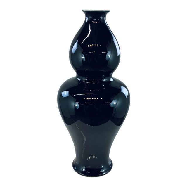 Modern Fine Chinese Black Glaze Porcelain Vase For Sale