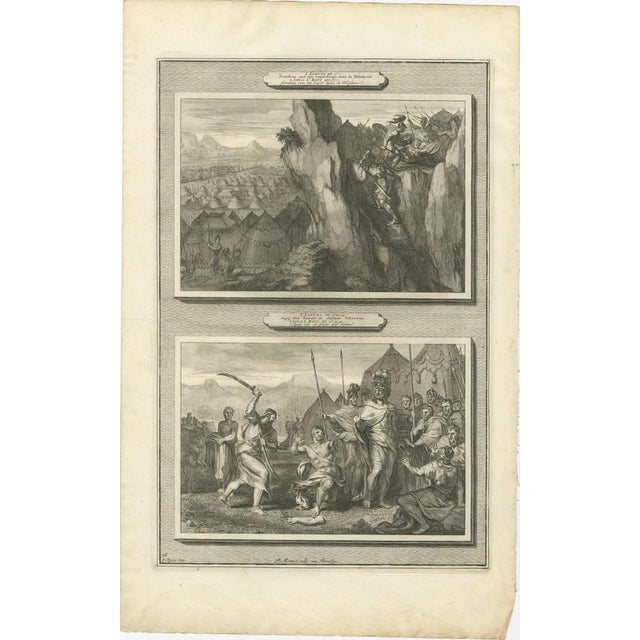 Baroque Pieter Mortier, Jonathan Attacks the Philistines and Samuel Slays Agag, 1700, Engraving For Sale - Image 3 of 12