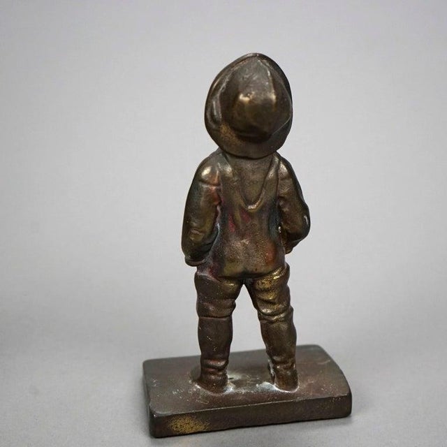 Antique Pair Bronzed Bookends, Young Boy, Circa 1920 For Sale - Image 10 of 14