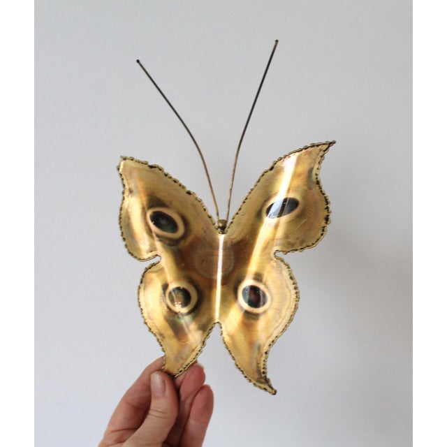 Mid-Century Modern Vintage Brutalist Brass Butterfly Wall Hanging For Sale - Image 3 of 5