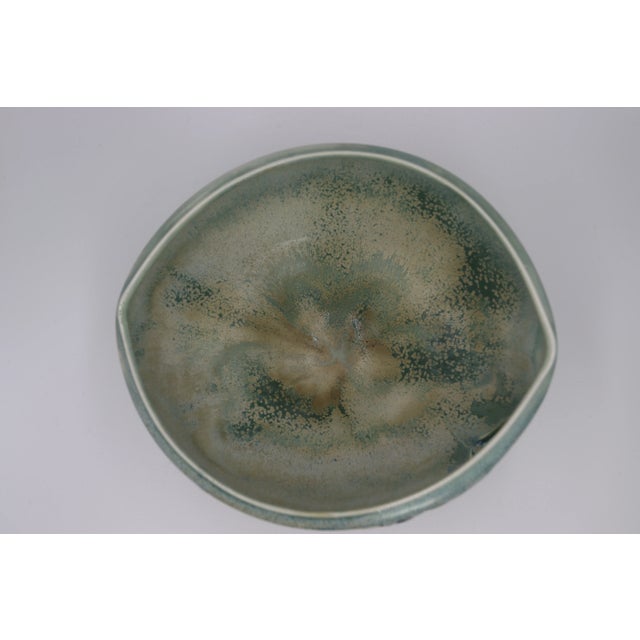 Vintage 1990s Robert Finn Porcelain Studio Art Pottery Cutout Work Iris & Columbine Bowl/Centerpiece Signed For Sale - Image 9 of 10