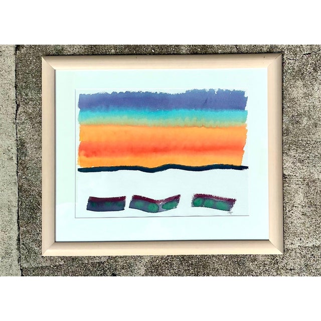 Framed Abstract Joe Orffeo Watercolor Painting For Sale In West Palm - Image 6 of 12