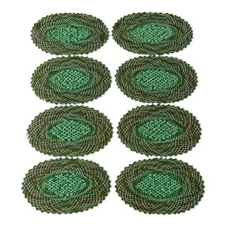 1950s Handmade Placemats- Green - Set of 8 For Sale
