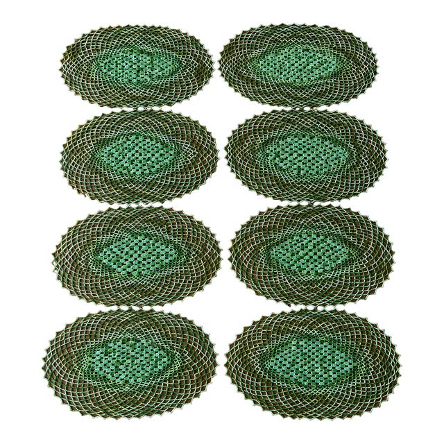 1950s Handmade Placemats- Green - Set of 8 For Sale