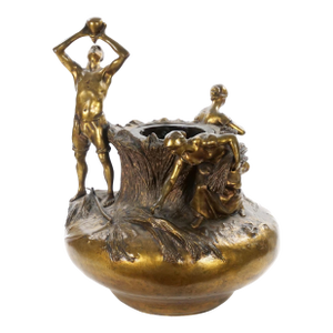 Antique French Gilt Bronze Figural Vase by Antonin Larroux (1859–1913)