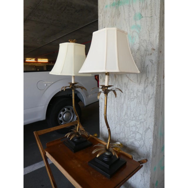 Late 20th Century Vintage Brass Palm Tree Lamps - a Pair For Sale - Image 5 of 12