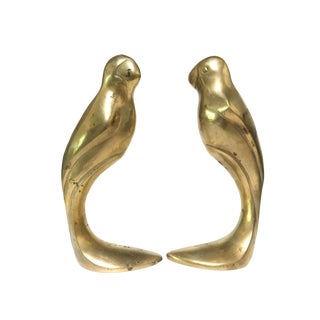 Modern Design Dolbi Cashier Brass Parrot Figurines - Set of 2 For Sale