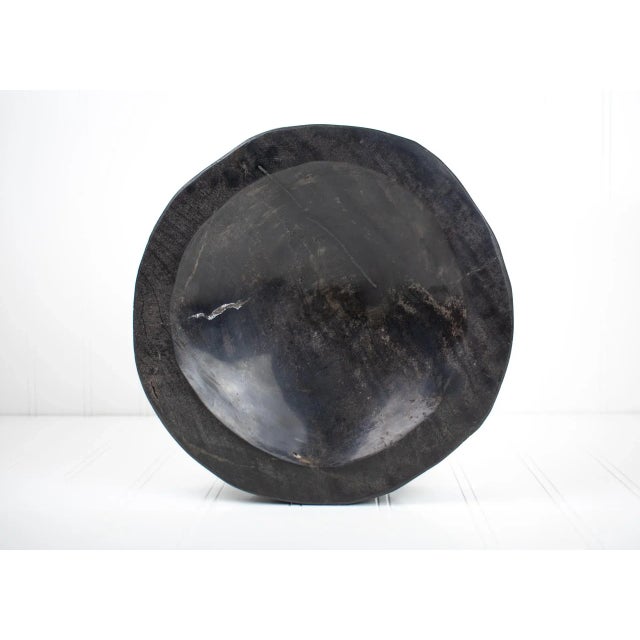 Petrified Carved & Polished Black Wood Bowl For Sale - Image 9 of 12