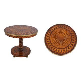 Theodore Alexander Parquet Inlaid Pedestal Center Table For Sale