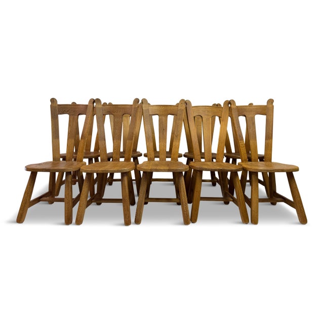 Oak Dining Chairs by De Puydt, 1970s, Set of 10 For Sale - Image 9 of 17