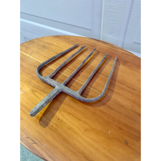 19th-Century Hand-Forged Five-Prong Iron Fishing Spear For Sale In South Bend - Image 6 of 10