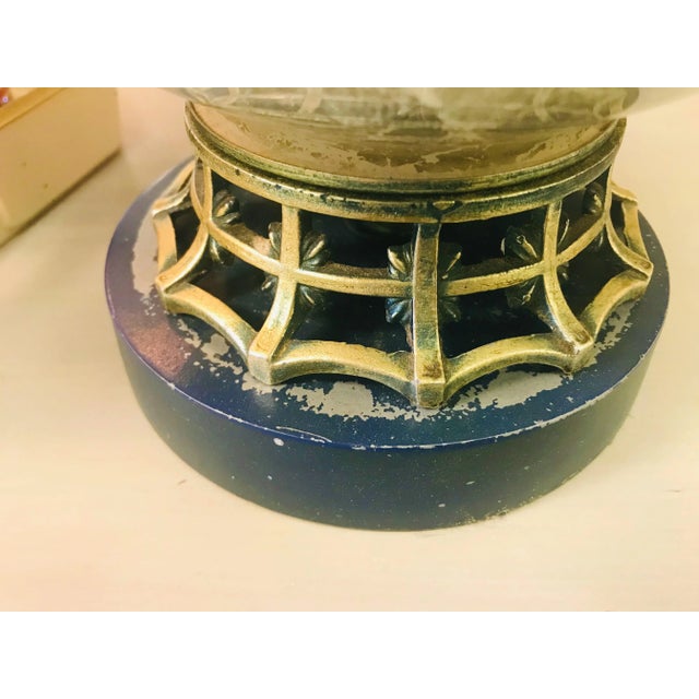 Vintage Mid-Century Modern Reverse Painted Glass Teardrop Table Lamps - a Pair For Sale - Image 12 of 12