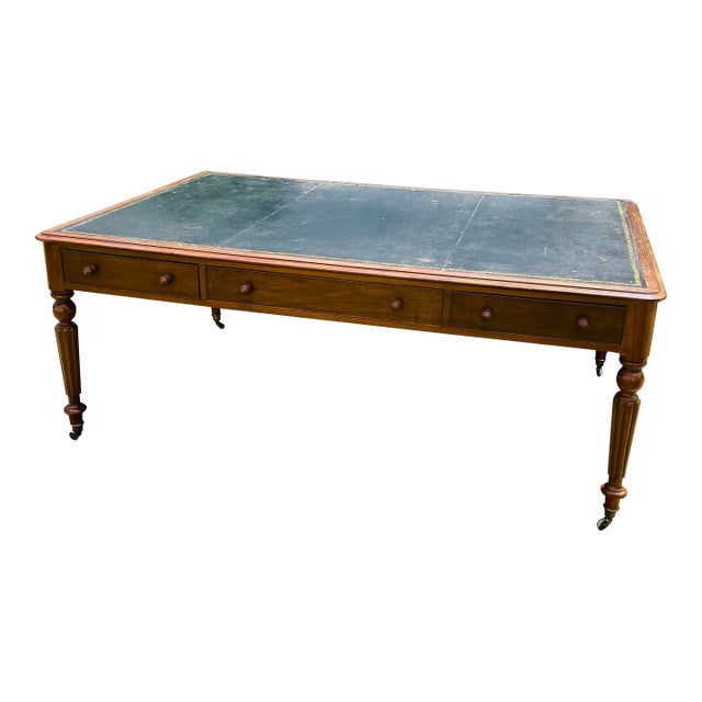 19th Century Solid Mahogany Partners Desk For Sale
