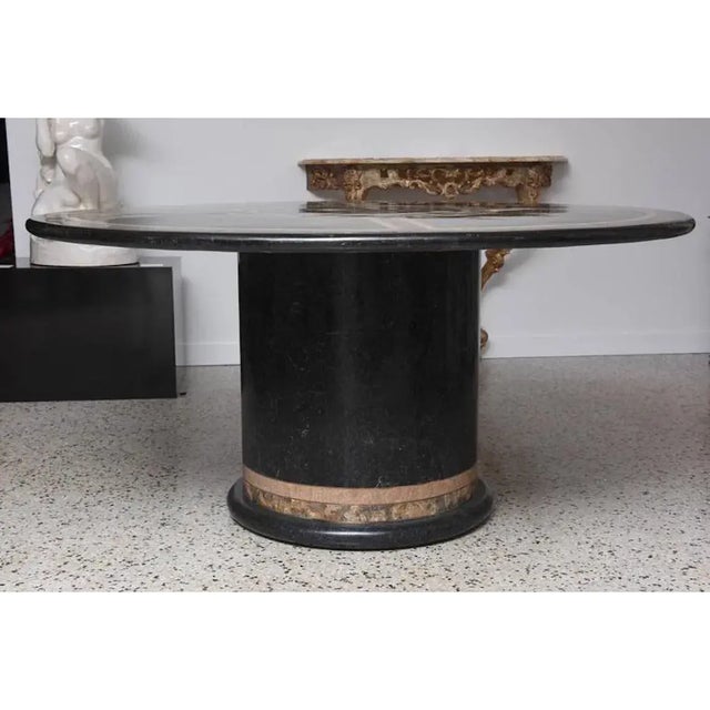 1980s Maitland Smith Tessellated Marble and Brass Dining Set For Sale - Image 5 of 16