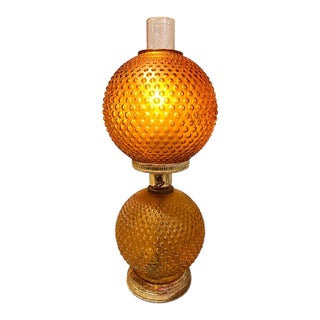 Vintage Amber Hobnail Double-Globe Gone With the Wind Parlor Lamp For Sale