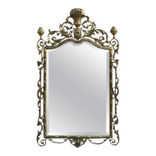 19th Century French Baroque Handmade Bronze Mirror with Reliefs For Sale