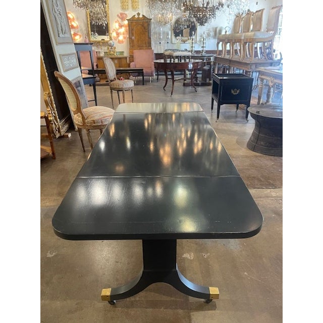 Vintage Baker Navy Lacquered Drop Leaf Table For Sale - Image 9 of 10