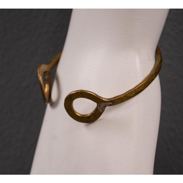 Brass Cuff Bracelet with Circles, 1980s For Sale - Image 5 of 7