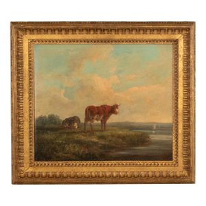 19th Century Oil Painting Pastoral Luminist Romantic Highland Cows Paris Ex-Christie's by Henry Milbourne, 1815