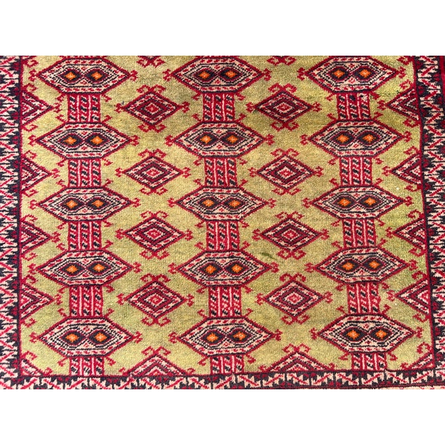 Islamic Vintage Afghan Zahir Shahi Green Diamond Rug - 7'4" X 3'9" For Sale - Image 3 of 12
