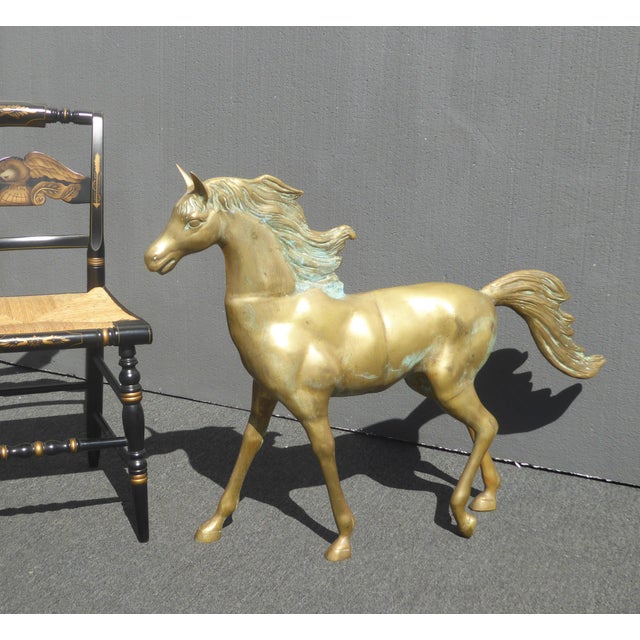 Large 31"Tall Vintage Brass Horse Statue Sculpture Mid Century Chairish