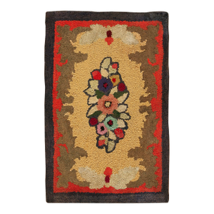 Outstanding Multi Color With Lovely Floral Design Antique American Hooked Rug