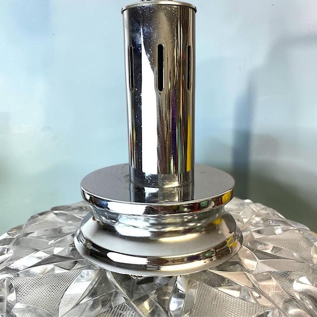Mid-Century Modern UFO-Shaped Hanging Light in Cut Glass and Chrome, 1970s For Sale - Image 15 of 16