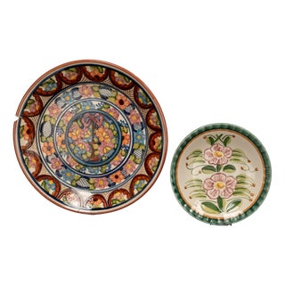 Handmade Studio Majolica Pottery Plates, 2010s, Set of 2 For Sale