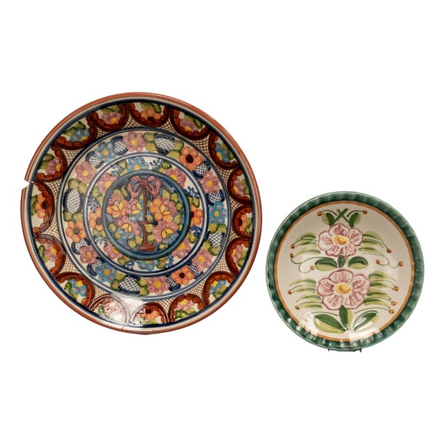 Handmade Studio Majolica Pottery Plates, 2010s, Set of 2 For Sale