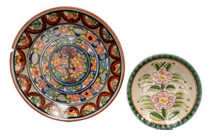 Handmade Studio Majolica Pottery Plates, 2010s, Set of 2