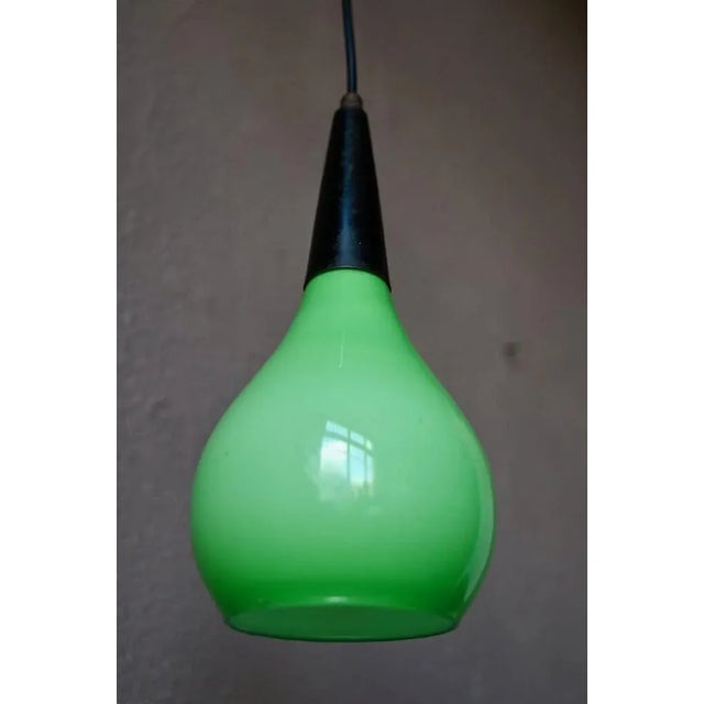 Metal Green Drop Ceiling Lamp, France, 1950s For Sale - Image 7 of 11