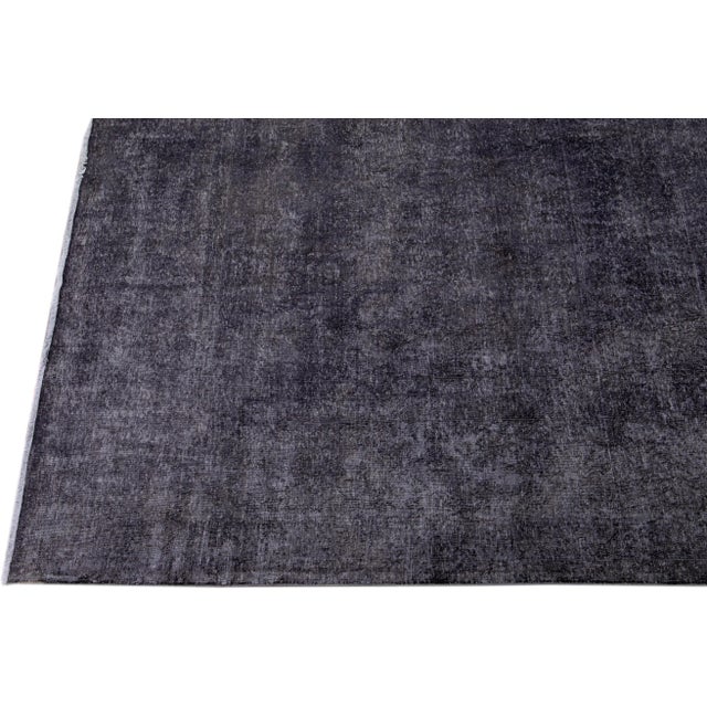 Vintage Persian Overdyed Handmade Medallion Gray Wool Rug For Sale In New York - Image 6 of 11