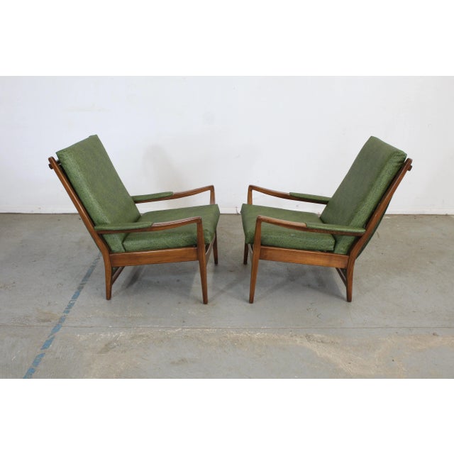 Pair of Mid Century Modern Walnut Open Arm Lounge Chairs For Sale - Image 10 of 10