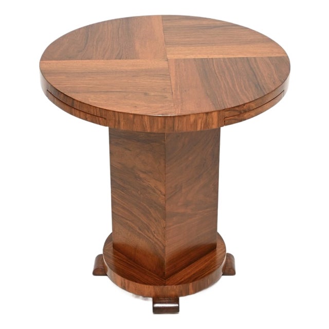 Art Deco Walnut Occasional Side Table, 1930s For Sale